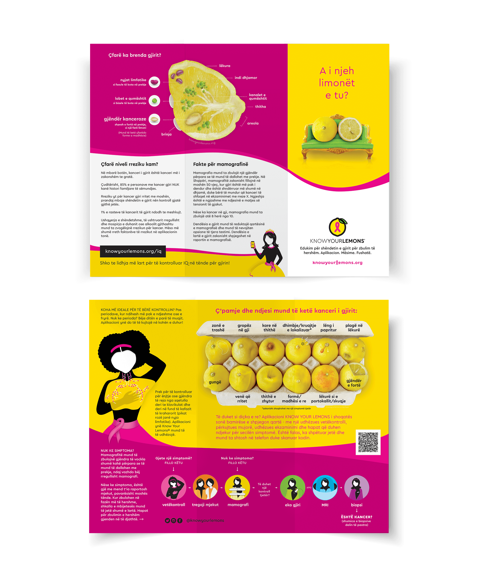 Know Your Lemons Breast Cancer Awareness Trifold Brochure Leaflet (multiple languages)