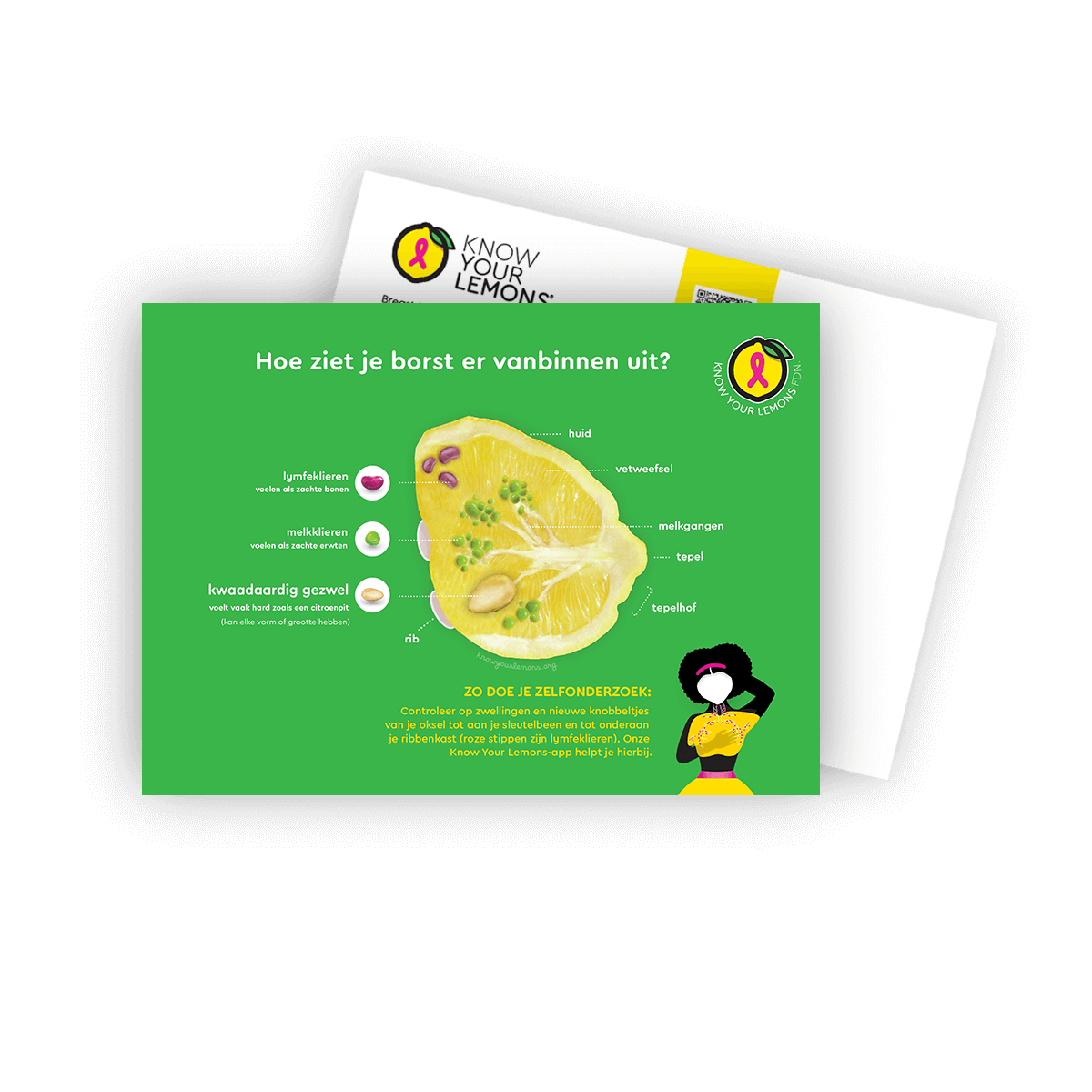 Breast Self-Exam Postcard Packs (customizable, multiple languages) - Know Your Lemons Breast Cancer Awareness Shop