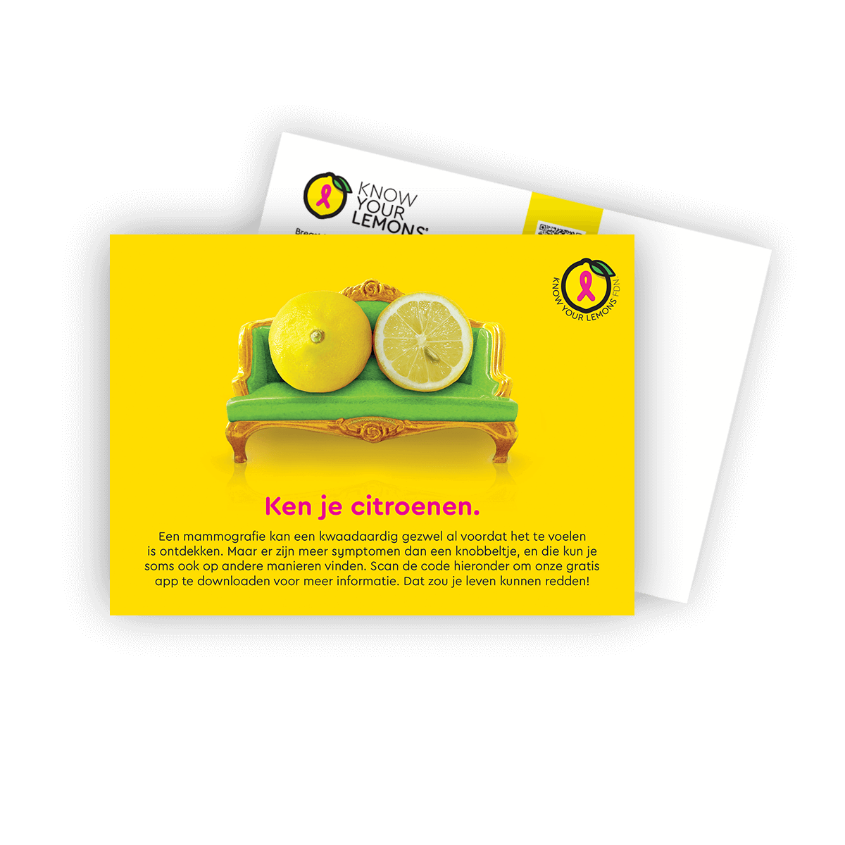 Know Your Lemons Mammogram Postcard Packs (multiple languages) - Know Your Lemons Breast Cancer Awareness Shop
