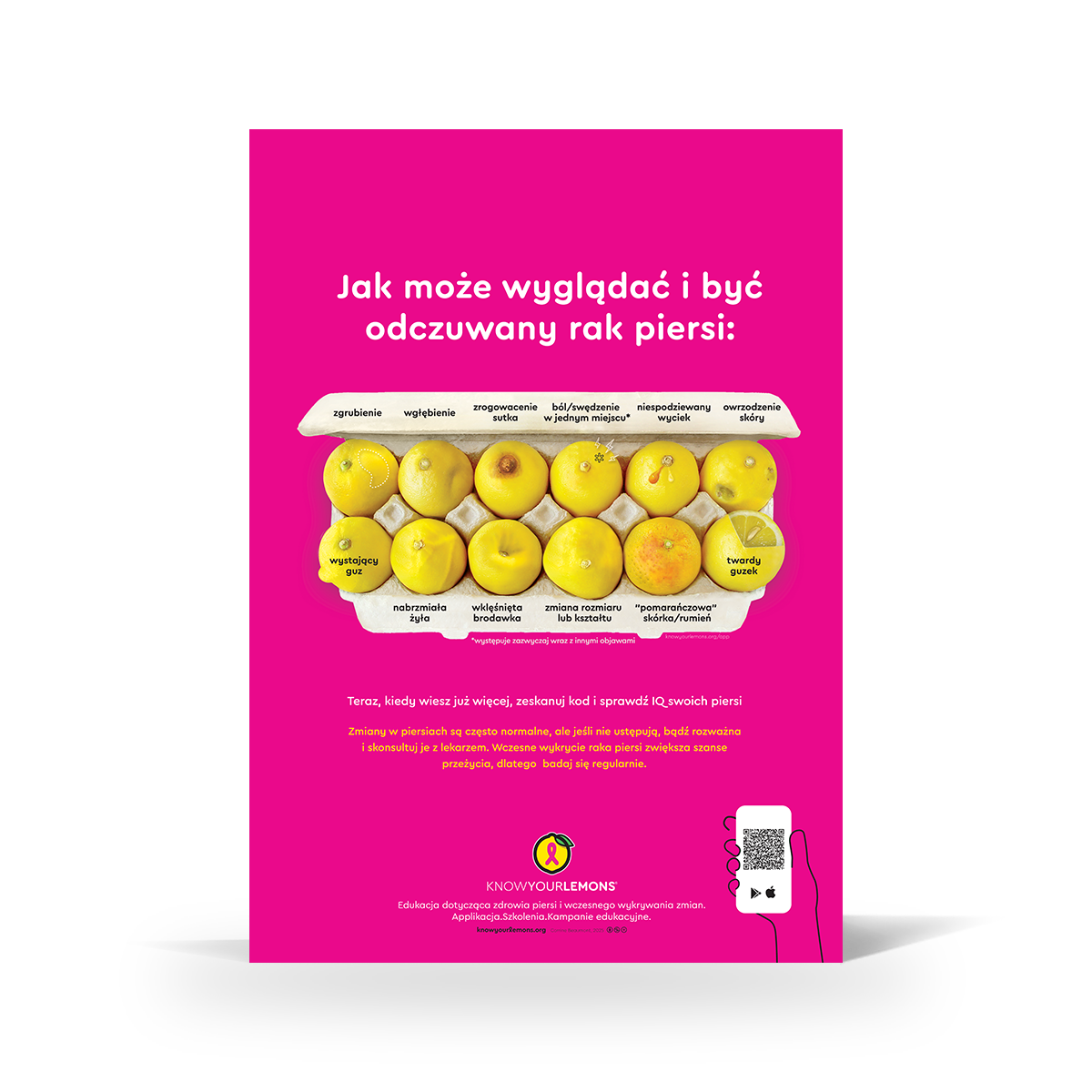 Look + Feel 12 Signs of Breast Cancer Poster (multiple languages) - Know Your Lemons Breast Cancer Awareness Shop