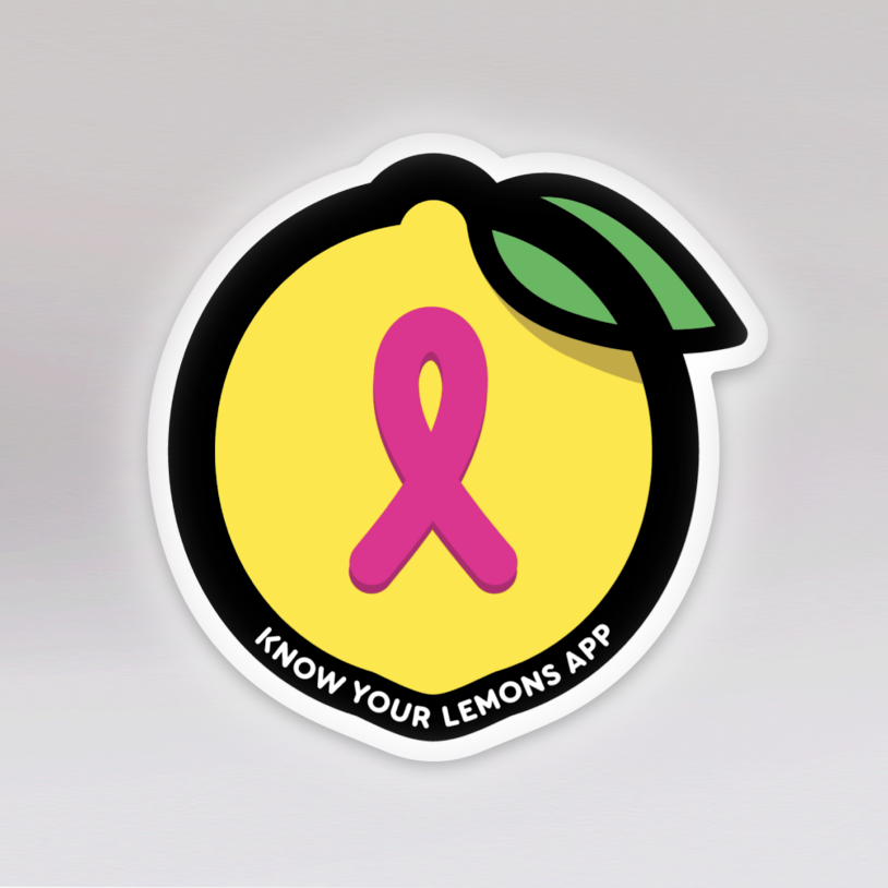 Know Your Lemons Water Bottle Sticker (USA only) - Know Your Lemons Breast Cancer Awareness Shop