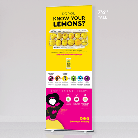 Know Your Lemons Breast Cancer Awareness Retractable Banner Stand (customizable) - Know Your Lemons Breast Cancer Awareness