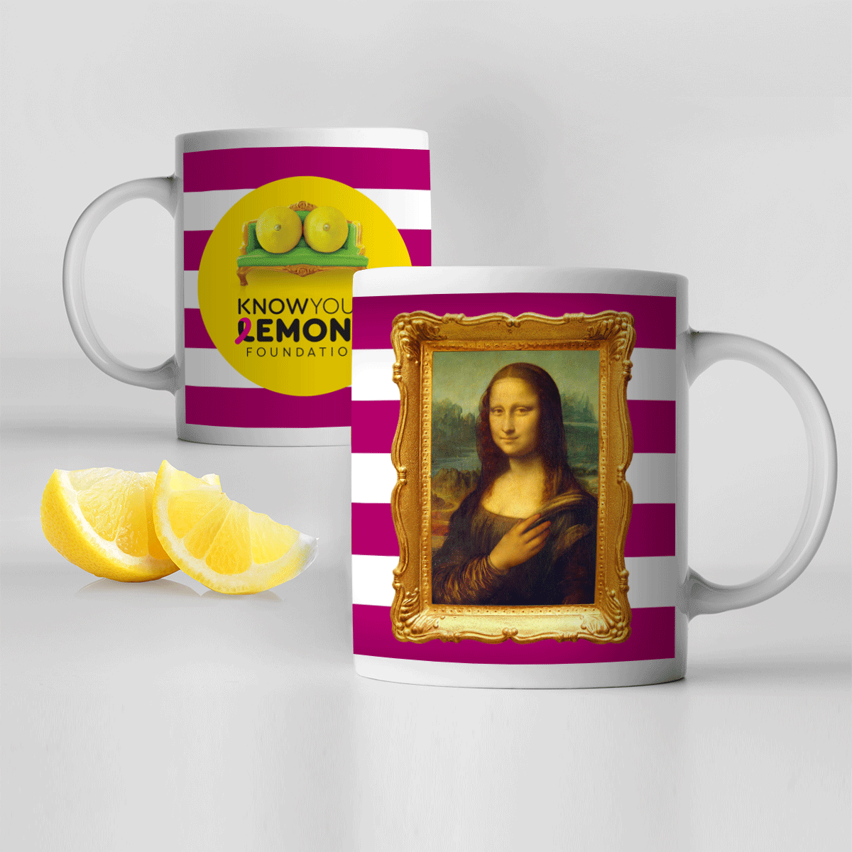 Know Your Lemons Self-Exam Historical Paintings & Figures Mug Set - Know Your Lemons Breast Cancer Awareness