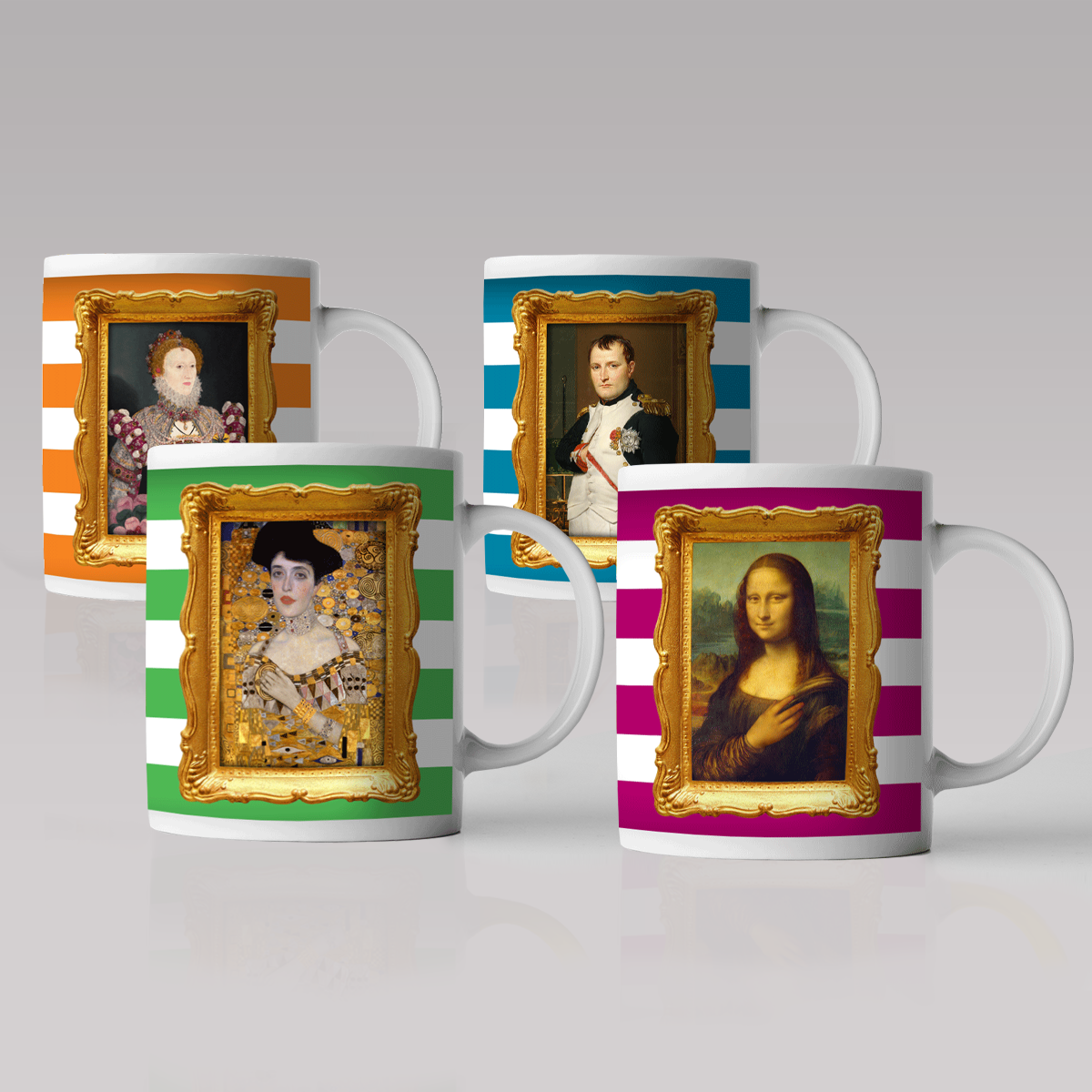 Know Your Lemons Self-Exam Historical Paintings & Figures Mug Set - Know Your Lemons Breast Cancer Awareness