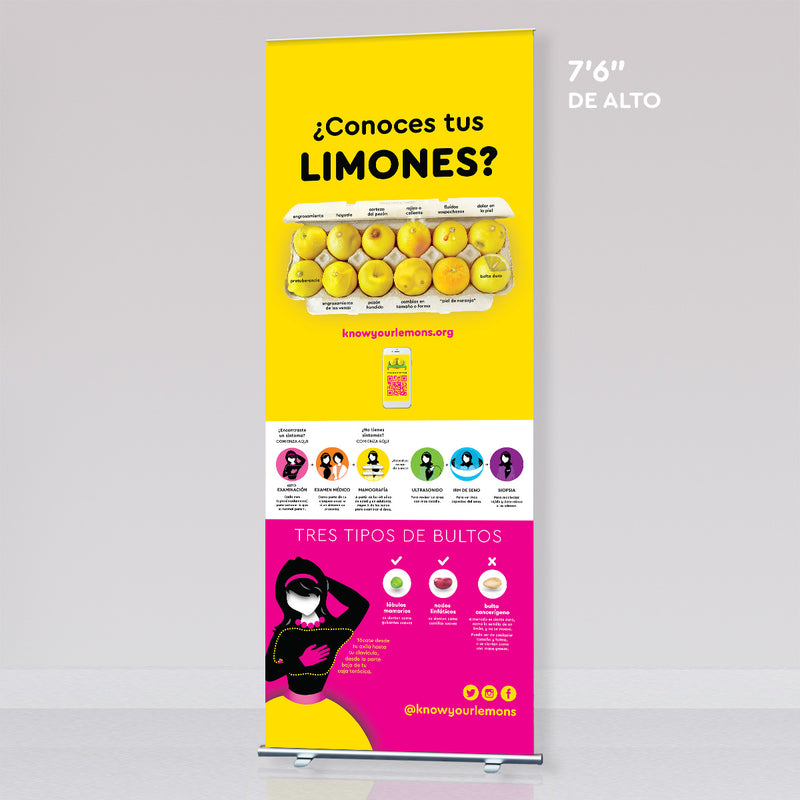 Know Your Lemons Breast Cancer Awareness Retractable Banner Stand (customizable) - Know Your Lemons Breast Cancer Awareness