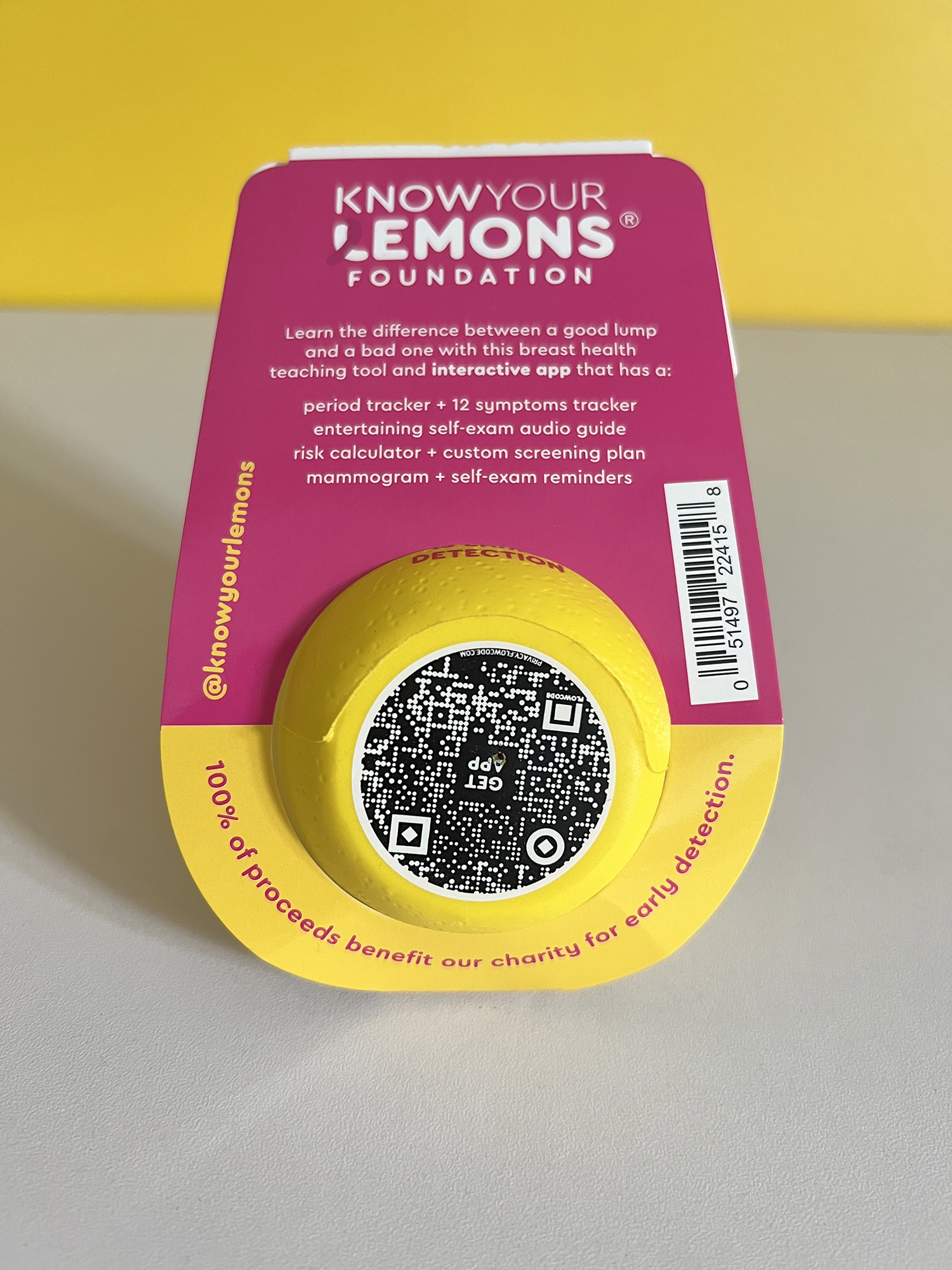 Lemon Breast Teaching Model with Lump - Know Your Lemons Breast Cancer Awareness