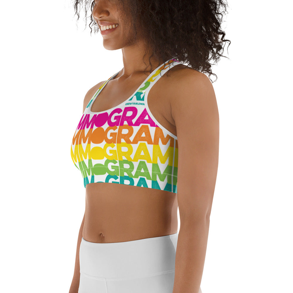 Rainbow Mammogram Sports bra - Know Your Lemons Breast Cancer Awareness