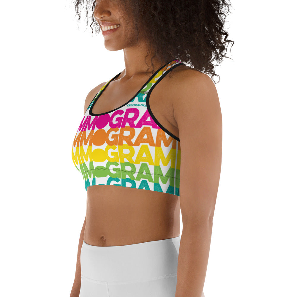 Rainbow Mammogram Sports bra - Know Your Lemons Breast Cancer Awareness