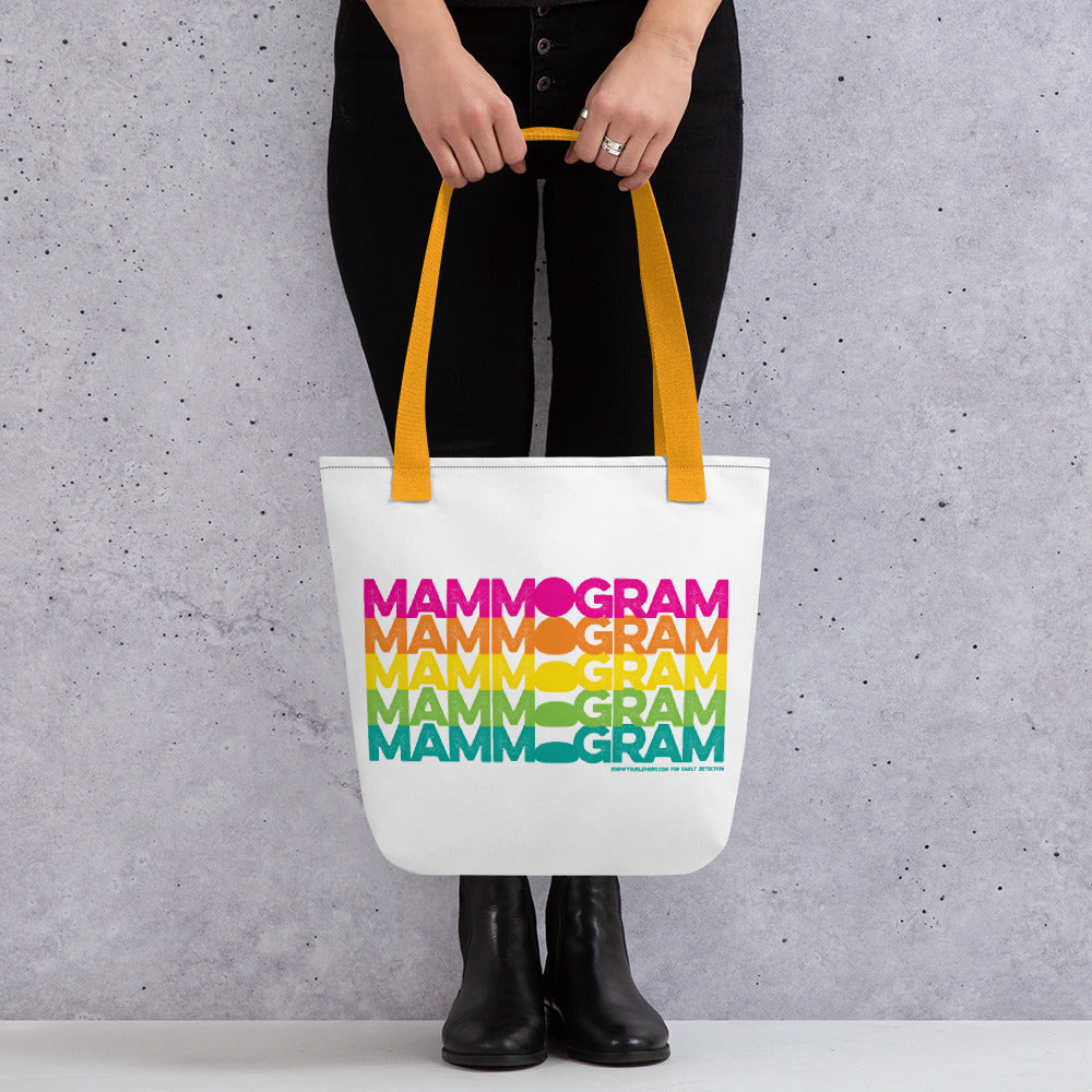 Rainbow Mammogram Tote bag (15x15 in) - Know Your Lemons Breast Cancer Awareness