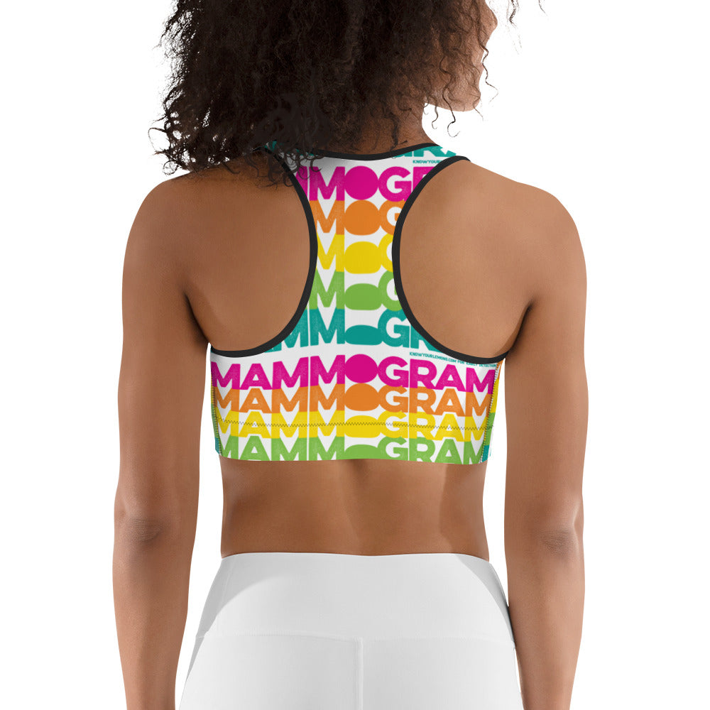 Rainbow Mammogram Sports bra - Know Your Lemons Breast Cancer Awareness