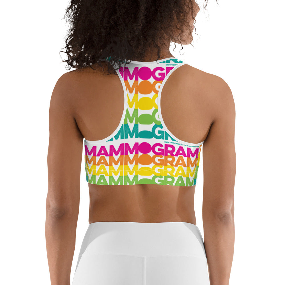 Rainbow Mammogram Sports bra - Know Your Lemons Breast Cancer Awareness