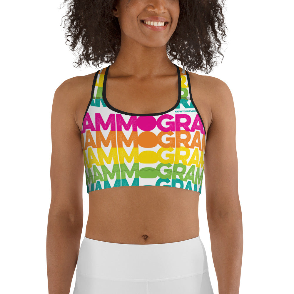 Rainbow Mammogram Sports bra - Know Your Lemons Breast Cancer Awareness