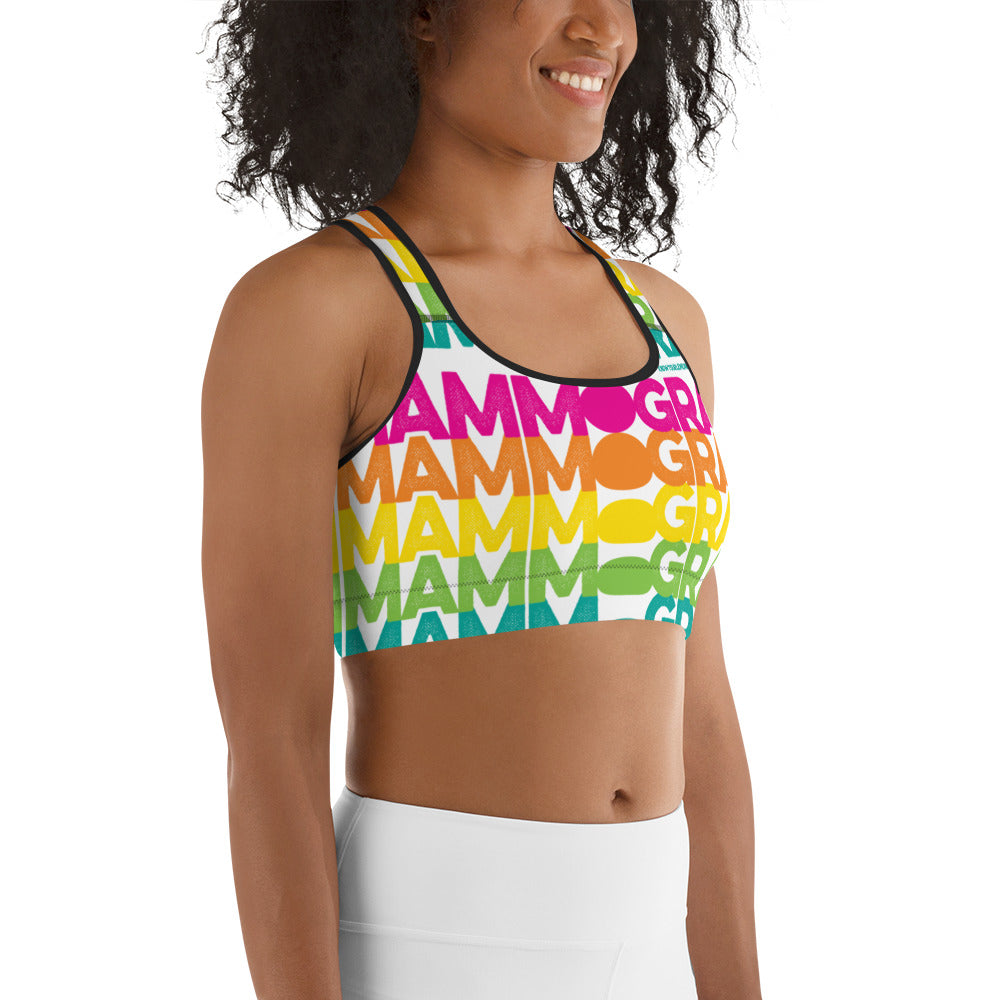 Rainbow Mammogram Sports bra - Know Your Lemons Breast Cancer Awareness