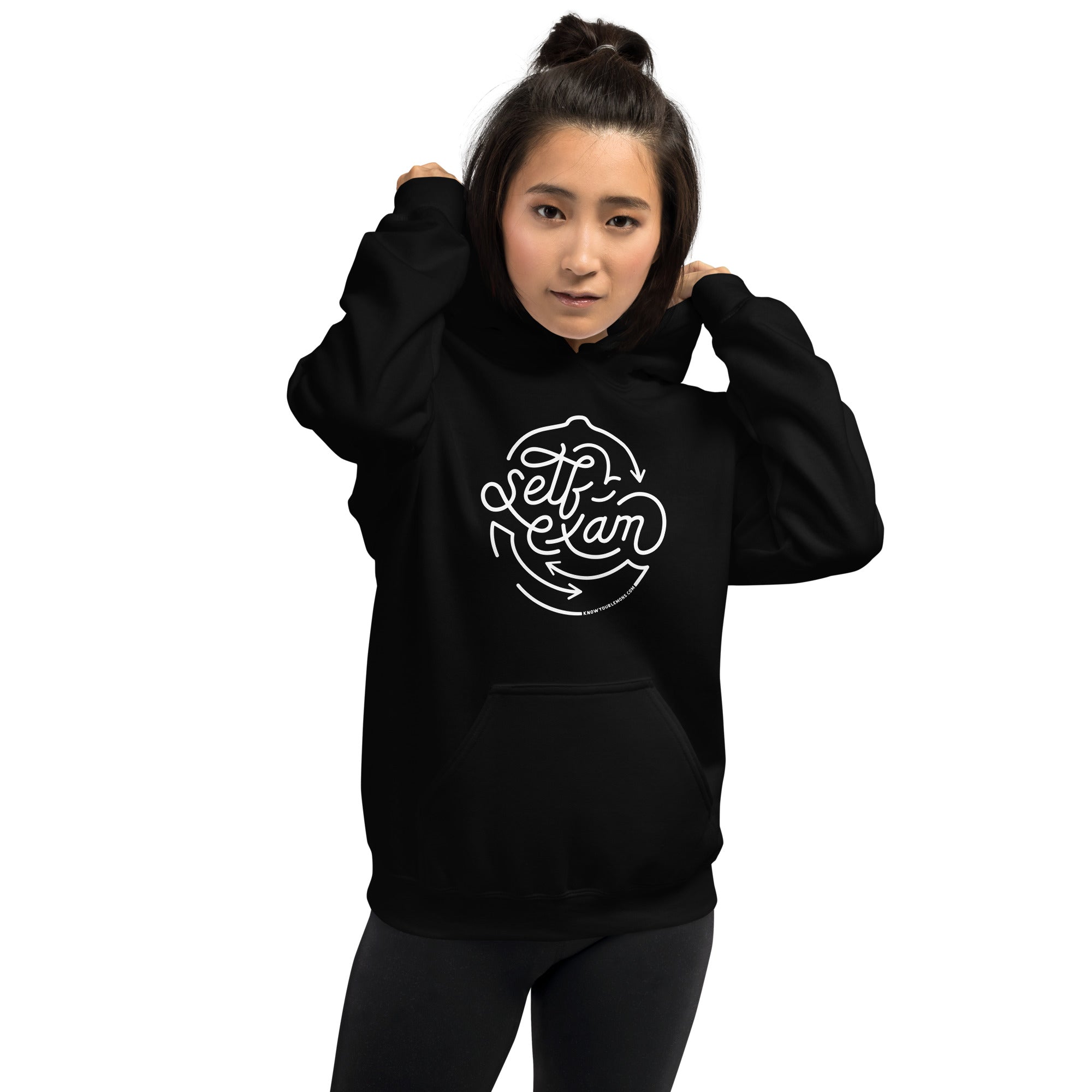 Self-Exam Breast Cancer Awareness Hoodie - Dark Colors - Know Your Lemons Breast Cancer Awareness Shop