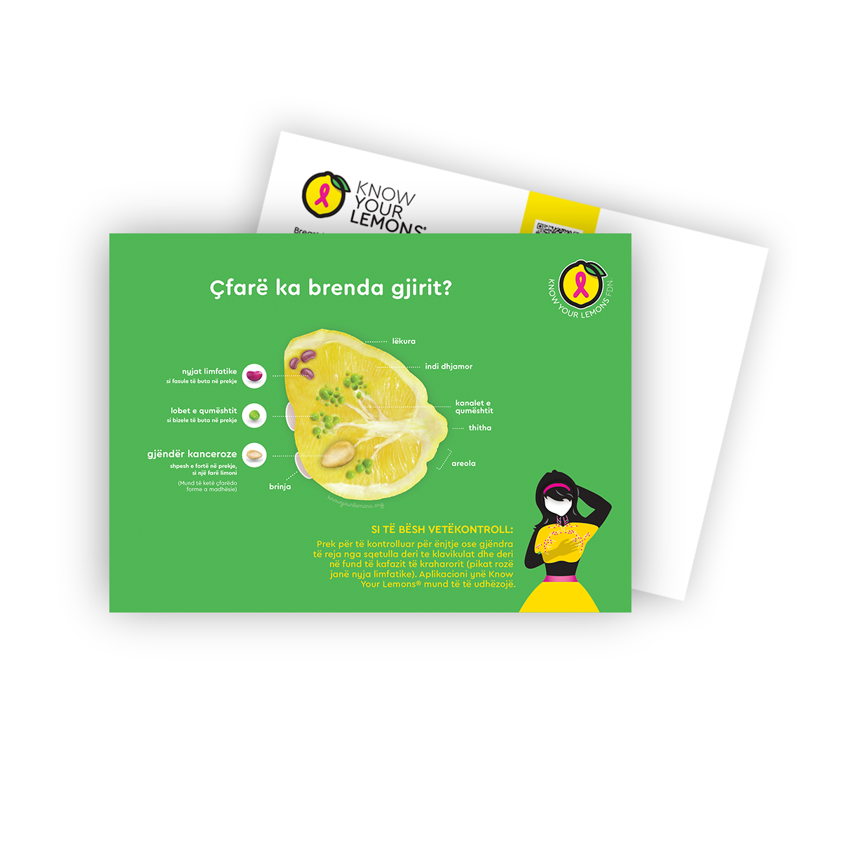 Cobranded Partner Breast Self-Exam Postcard Packs (customizable for partners, multiple languages) - Know Your Lemons Breast Cancer Awareness Shop