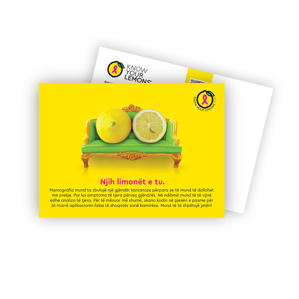 Cobranded Partner Know Your Lemons Mammogram Postcard Packs (customizable for partners, multiple languages) - Know Your Lemons Breast Cancer Awareness Shop