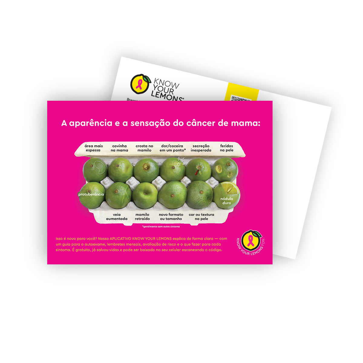 Cobranded Partner Look + Feel 12 Signs of Breast Cancer Awareness Postcard Packs (customizable for partners, multiple languages)