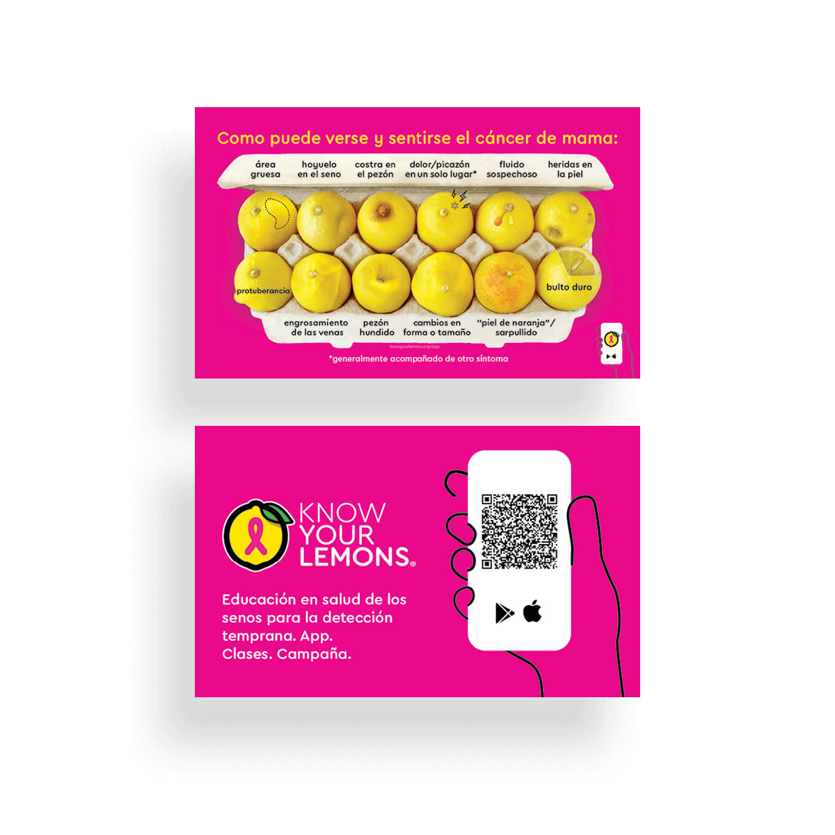 12 Signs: Know Your Lemons Breast Cancer Awareness Cards (1000 count)