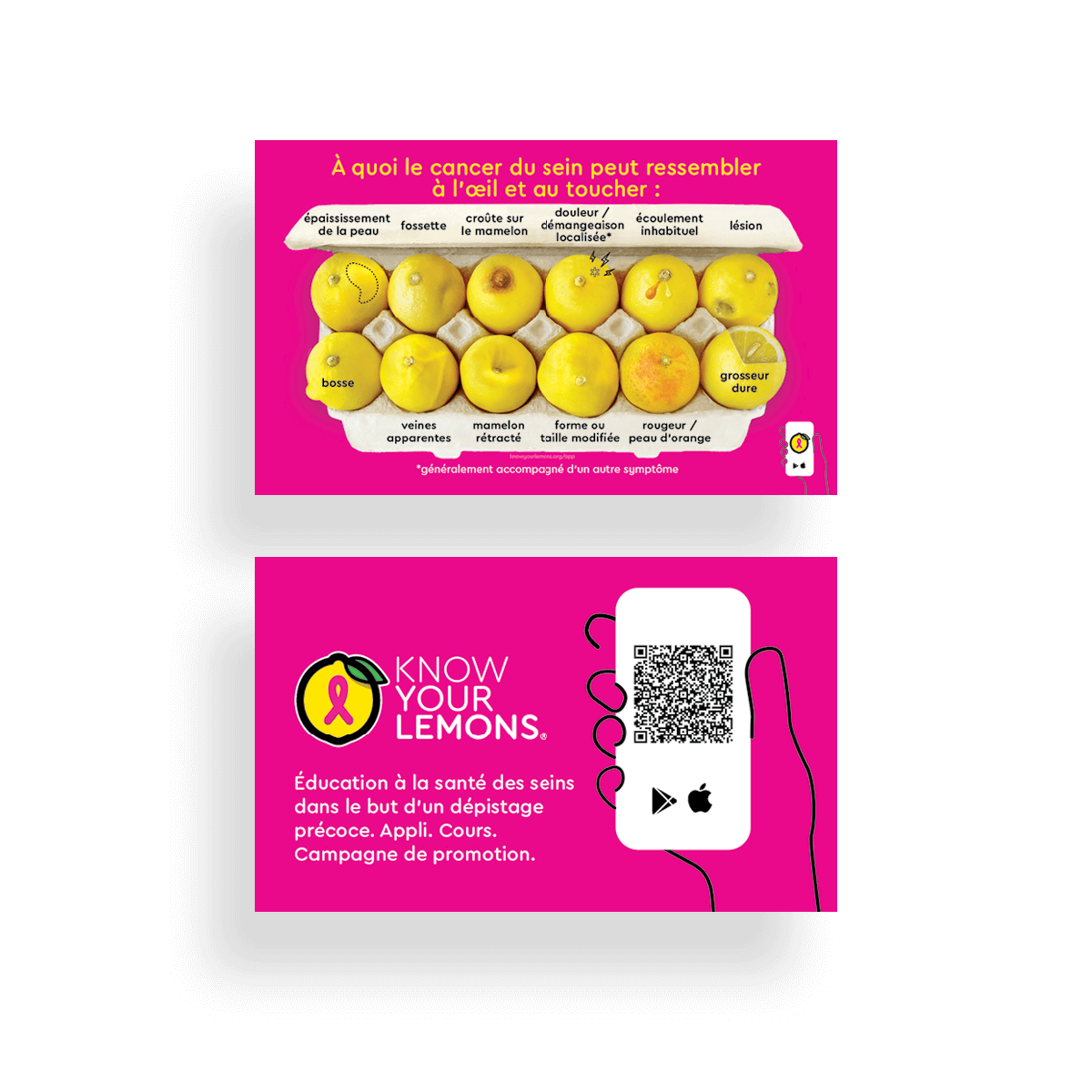 12 Signs: Know Your Lemons Breast Cancer Awareness Cards (1000 count)