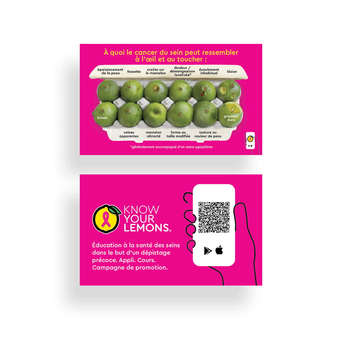 12 Signs: Know Your Lemons Breast Cancer Awareness Cards (1000 count)