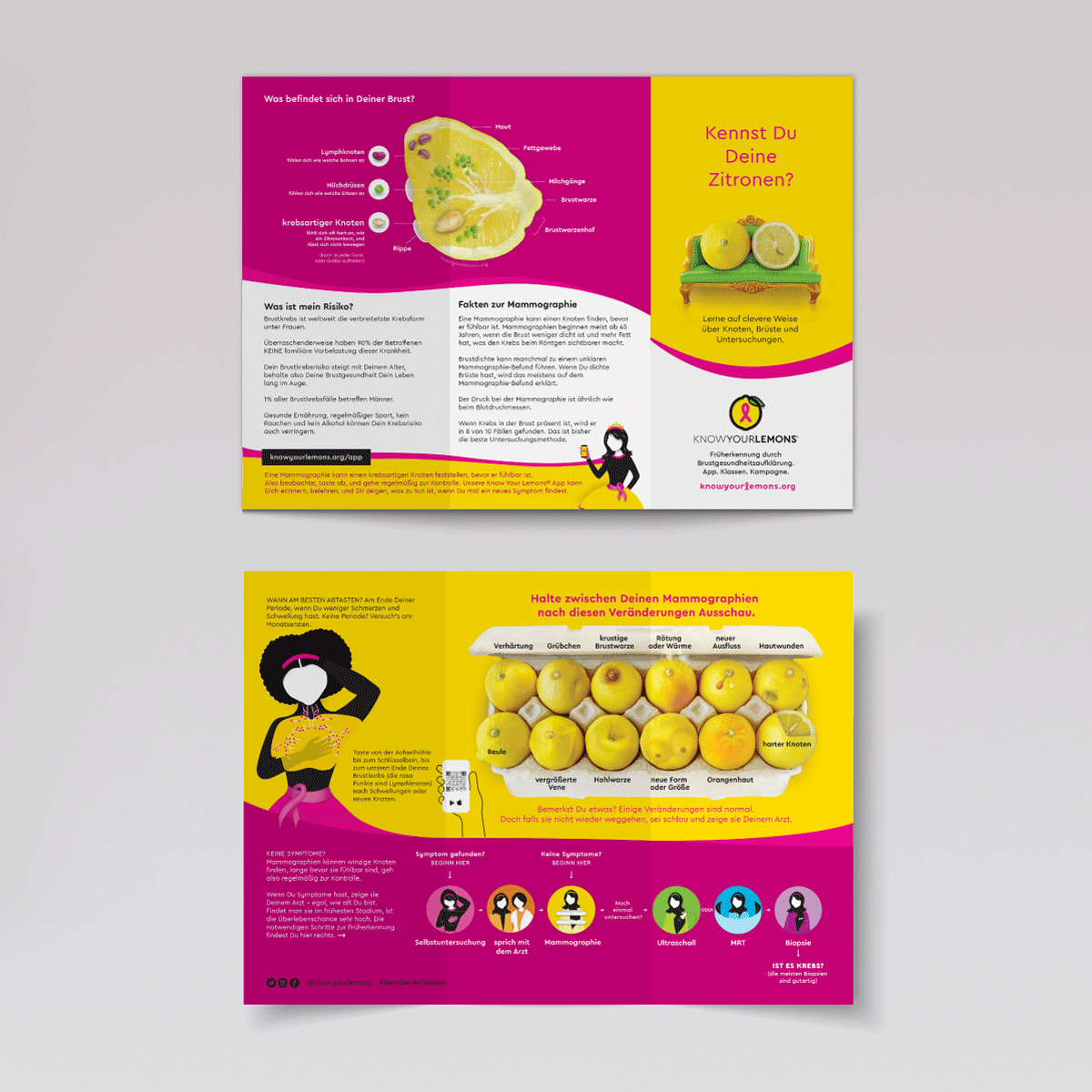 Cobranded Partner Know Your Lemons Breast Cancer Awareness Trifold Brochure Leaflet (customizable for partners, multiple languages) - Know Your Lemons Breast Cancer Awareness Shop