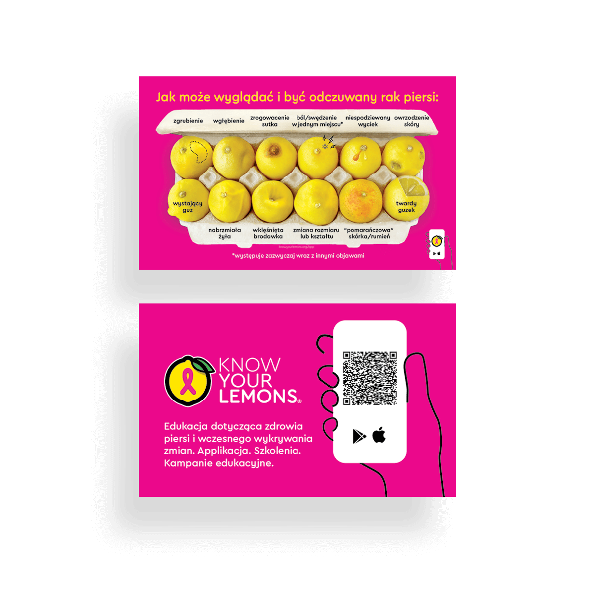 12 Signs: Know Your Lemons Breast Cancer Awareness Cards (1000 count)