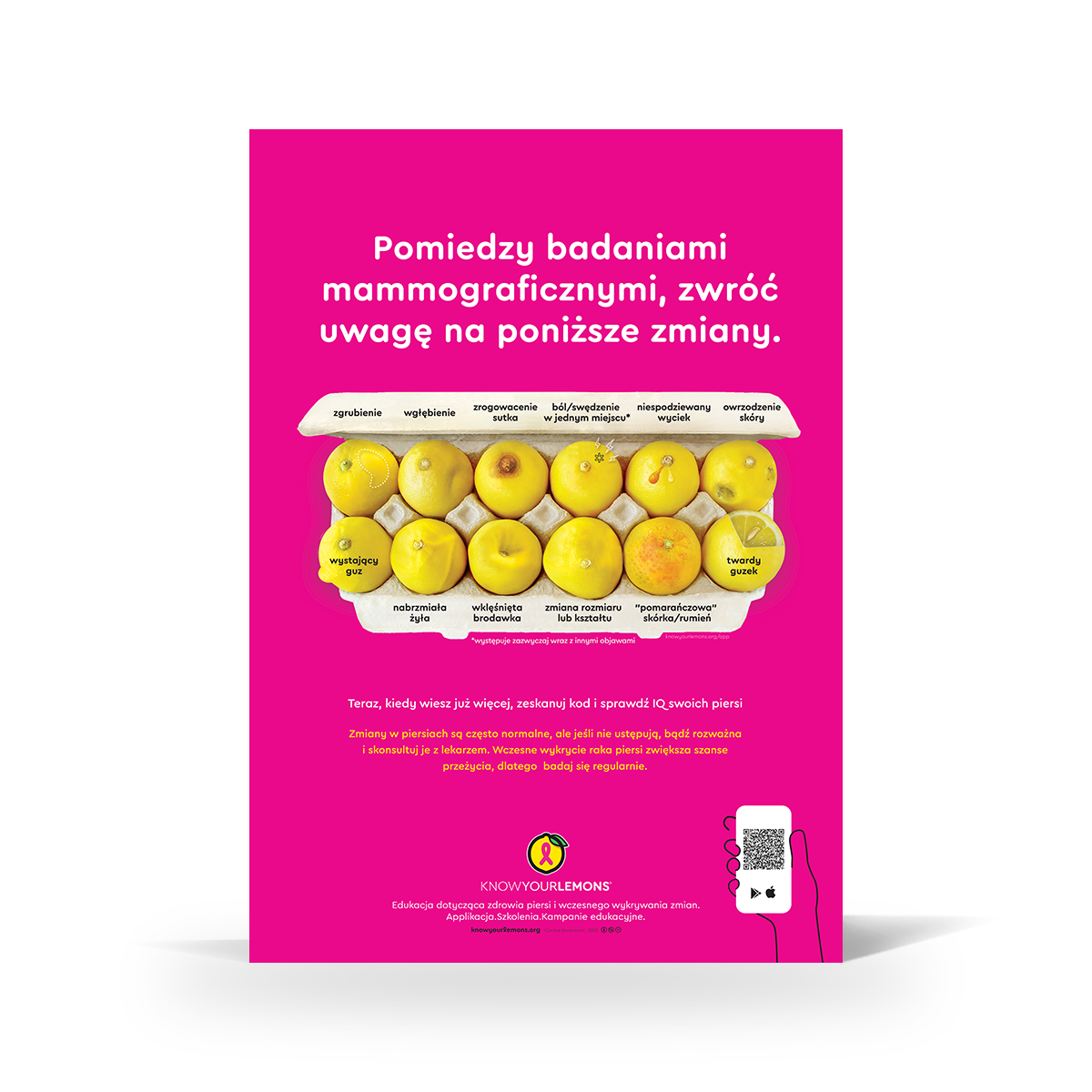 Mammogram 12 Signs of Breast Cancer Poster (multiple languages) - Know Your Lemons Breast Cancer Awareness Shop