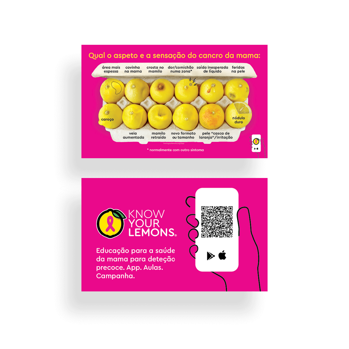 12 Signs: Know Your Lemons Breast Cancer Awareness Cards (1000 count)