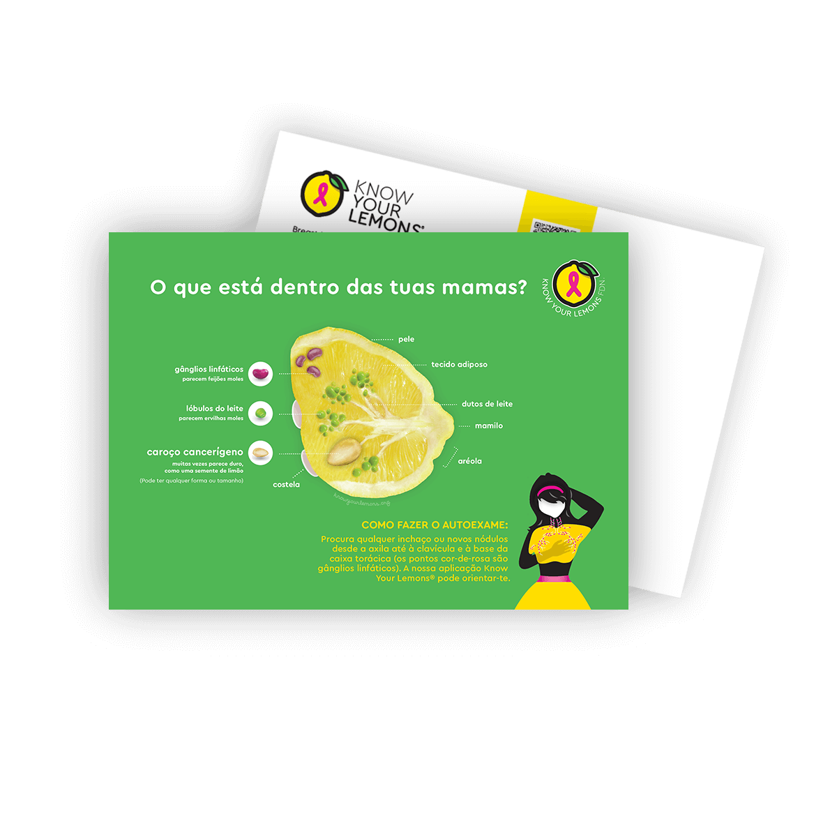 Cobranded Partner Breast Self-Exam Postcard Packs (customizable for partners, multiple languages) - Know Your Lemons Breast Cancer Awareness Shop