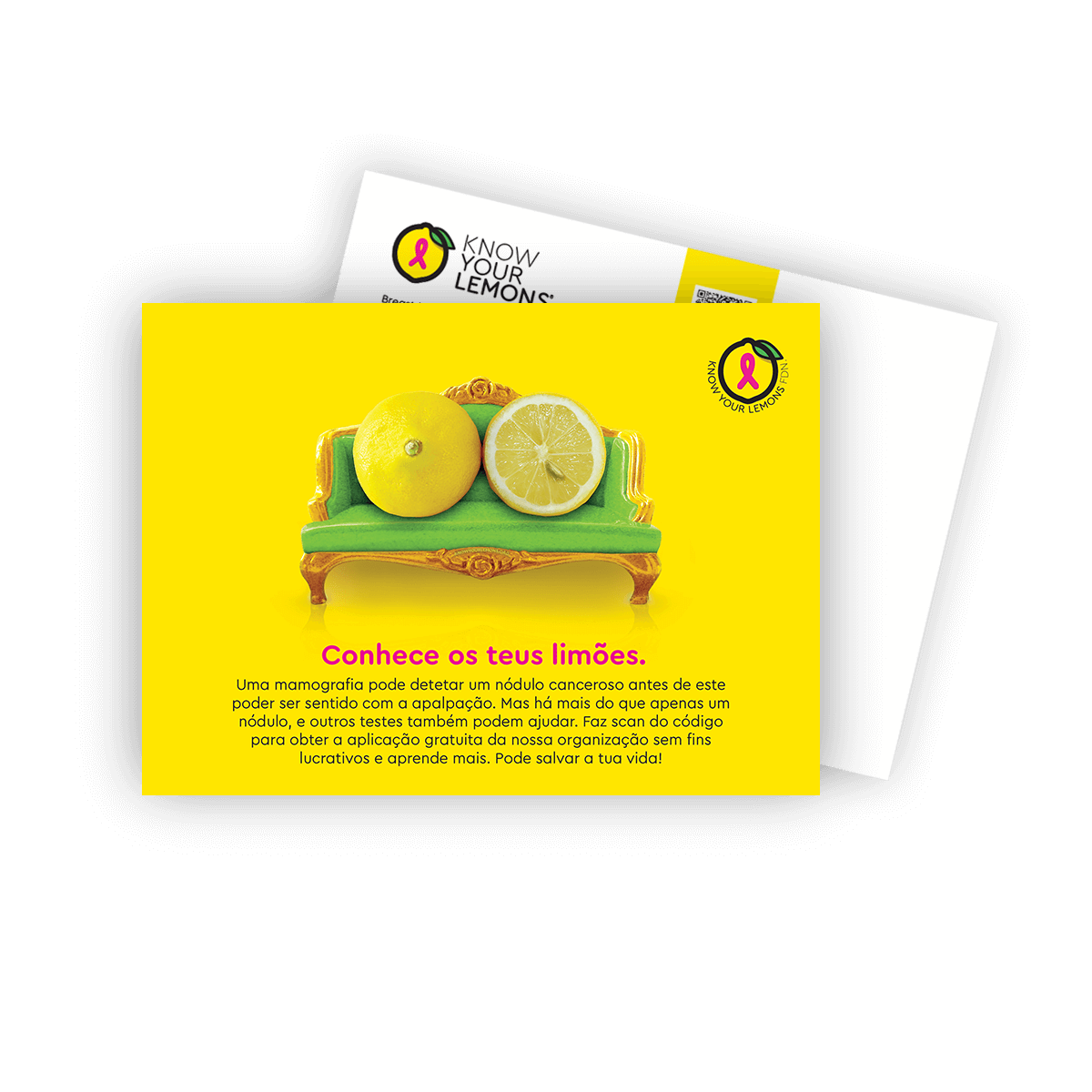 Cobranded Partner Know Your Lemons Mammogram Postcard Packs (customizable for partners, multiple languages) - Know Your Lemons Breast Cancer Awareness Shop