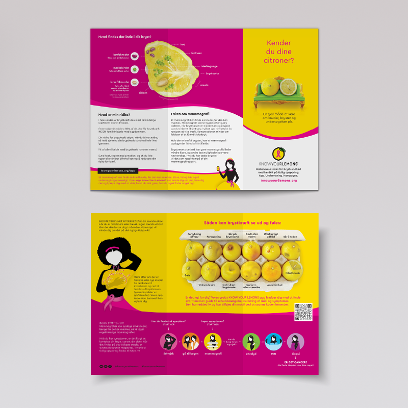 Cobranded Partner Know Your Lemons Breast Cancer Awareness Trifold Brochure Leaflet (customizable for partners, multiple languages)