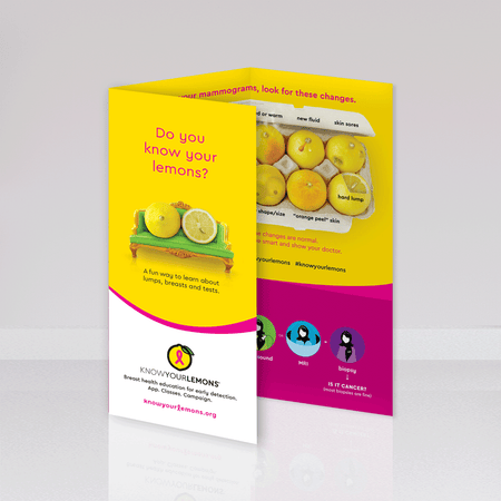 Know Your Lemons Breast Cancer Awareness Trifold Brochure Leaflet (customizable, multiple languages) - Know Your Lemons Breast Cancer Awareness Shop