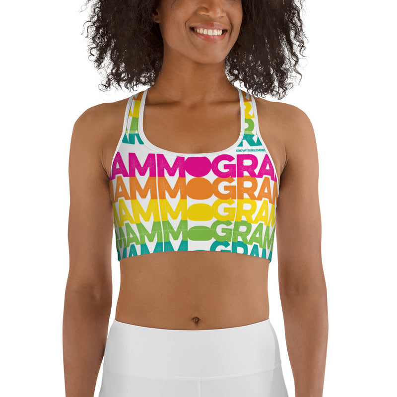 Rainbow Mammogram Sports bra - Know Your Lemons Breast Cancer Awareness