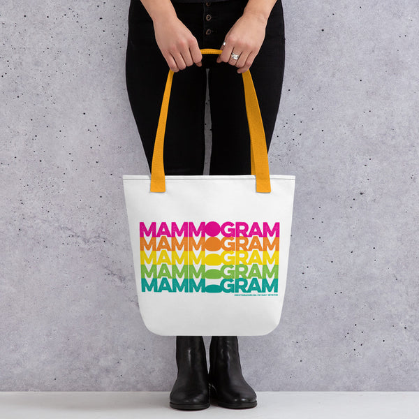 Rainbow Mammogram Tote bag (15x15 in) - Know Your Lemons Breast Cancer Awareness